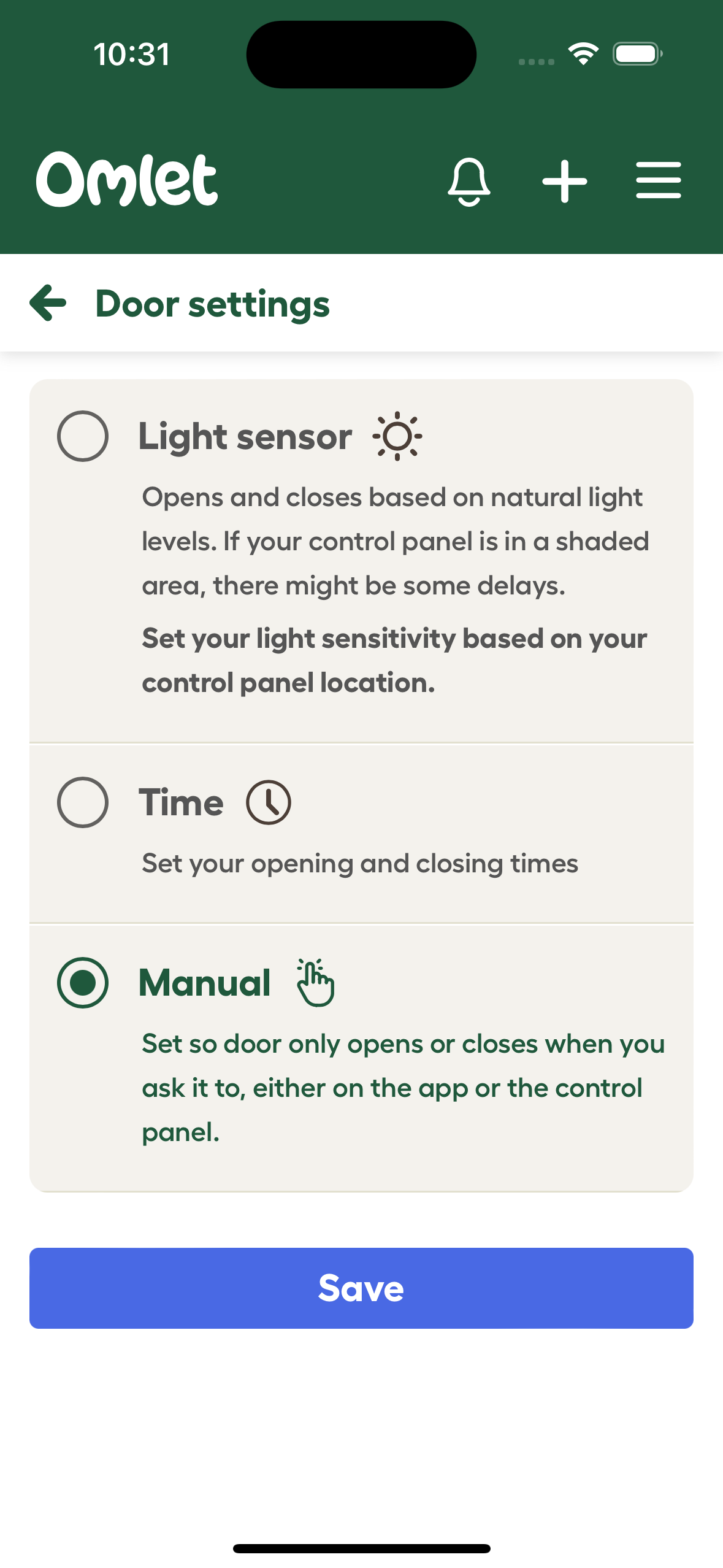 Setting when your Smart Autodoor will open and close Smart